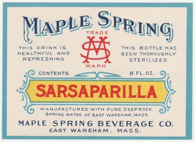 Vintage Maple Spring Sarsaparilla Soda Label  Mass 