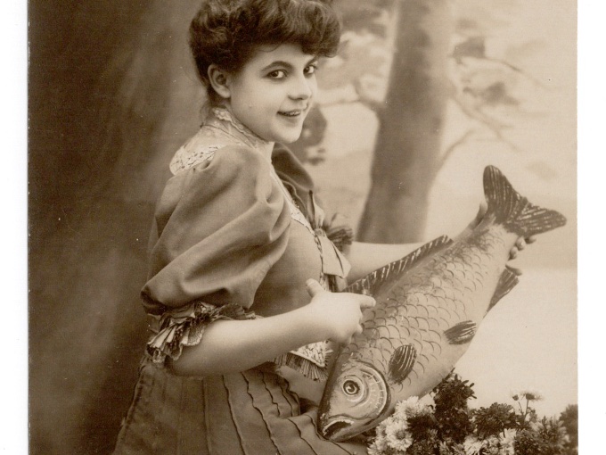 1910s French "April Fish" Poisson d'Avril Postcard
