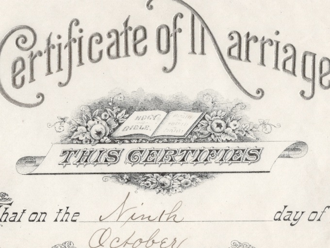 1893 Certificate of Marriage